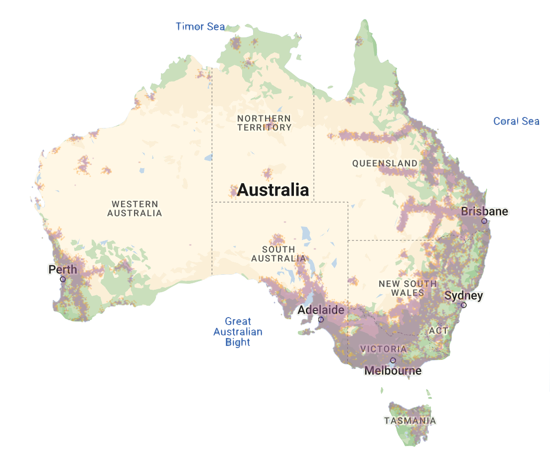 Optus 5G Network coverage Map