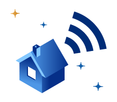 Blue house with wifi