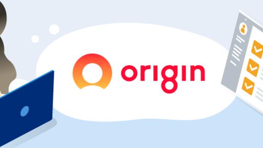 Woman on computer considering Origin Energy reviews online