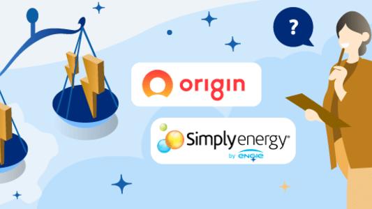 Person comparing Origin Energy and Simply Energy logos