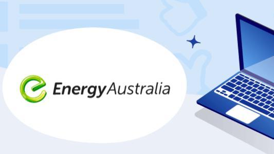 EnergyAustralia logo next to a blue computer
