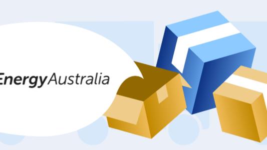 Moving boxes next to EnergyAustralia logo