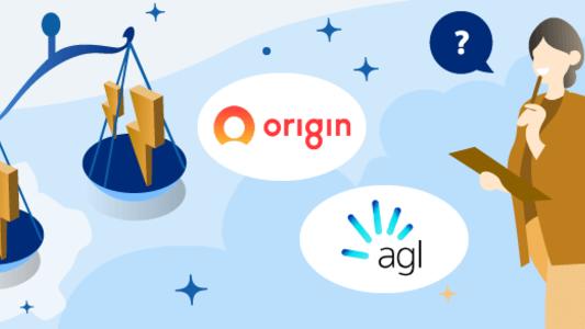 Person comparing AGL and Origin Energy logos