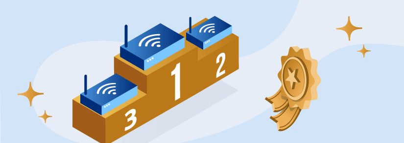 Three wifi modems in 1st, 2nd, and 3rd place