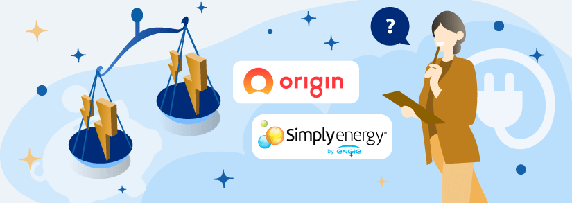Person comparing Origin Energy and Simply Energy logos