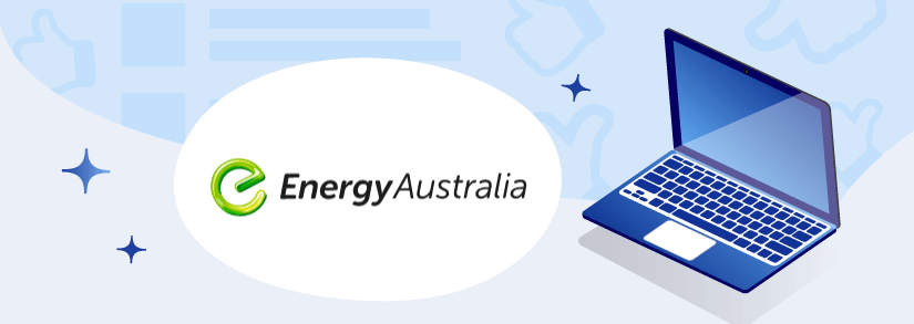 EnergyAustralia logo next to a blue computer