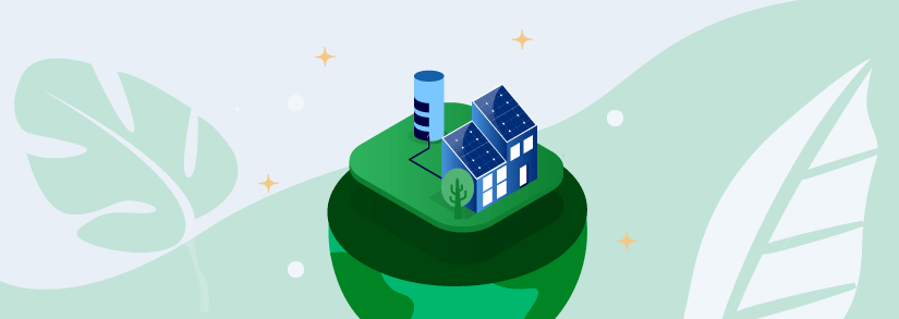 House with solar hot water system