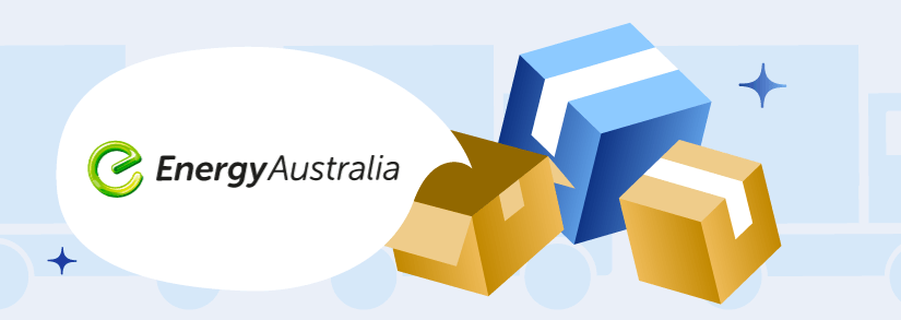 Moving boxes next to EnergyAustralia logo