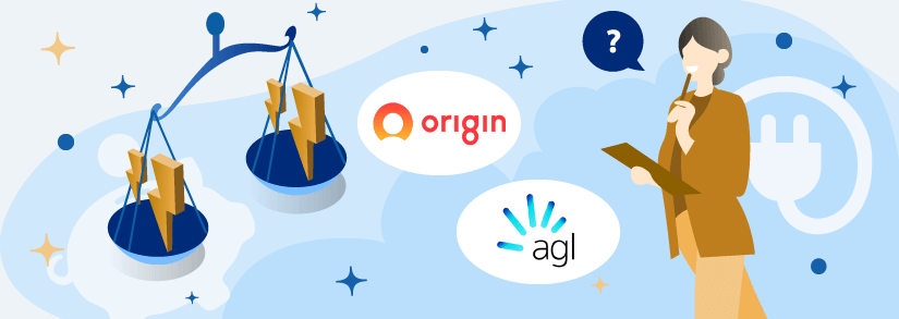 Person comparing AGL and Origin Energy logos